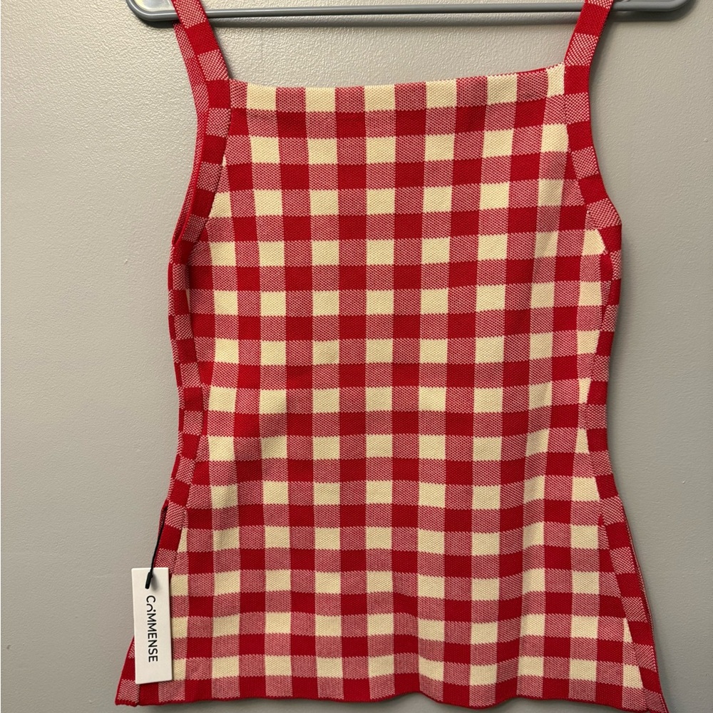 Commense Red and White Checkered Camisole